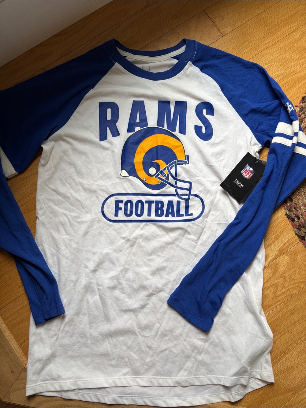 NFL Los Angeles Rams Royal Blue, White & Gold Raglan Football Shirt